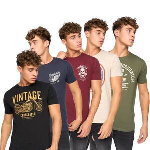 Crosshatch Mens Motohub T-Shirt (Pack of 5) / Multicolored